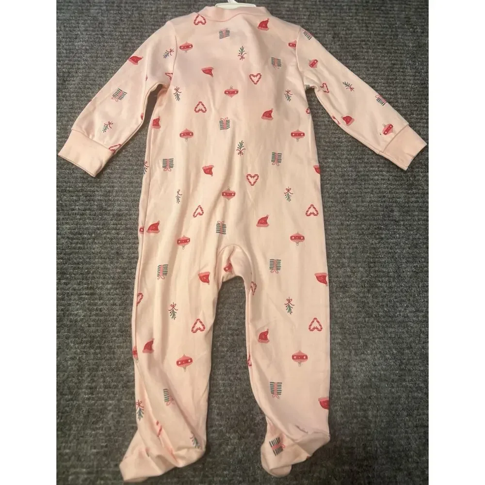 Carter’s Baby Girl 9M Christmas Footed Sleeper Hat 2 Piece Set NWT